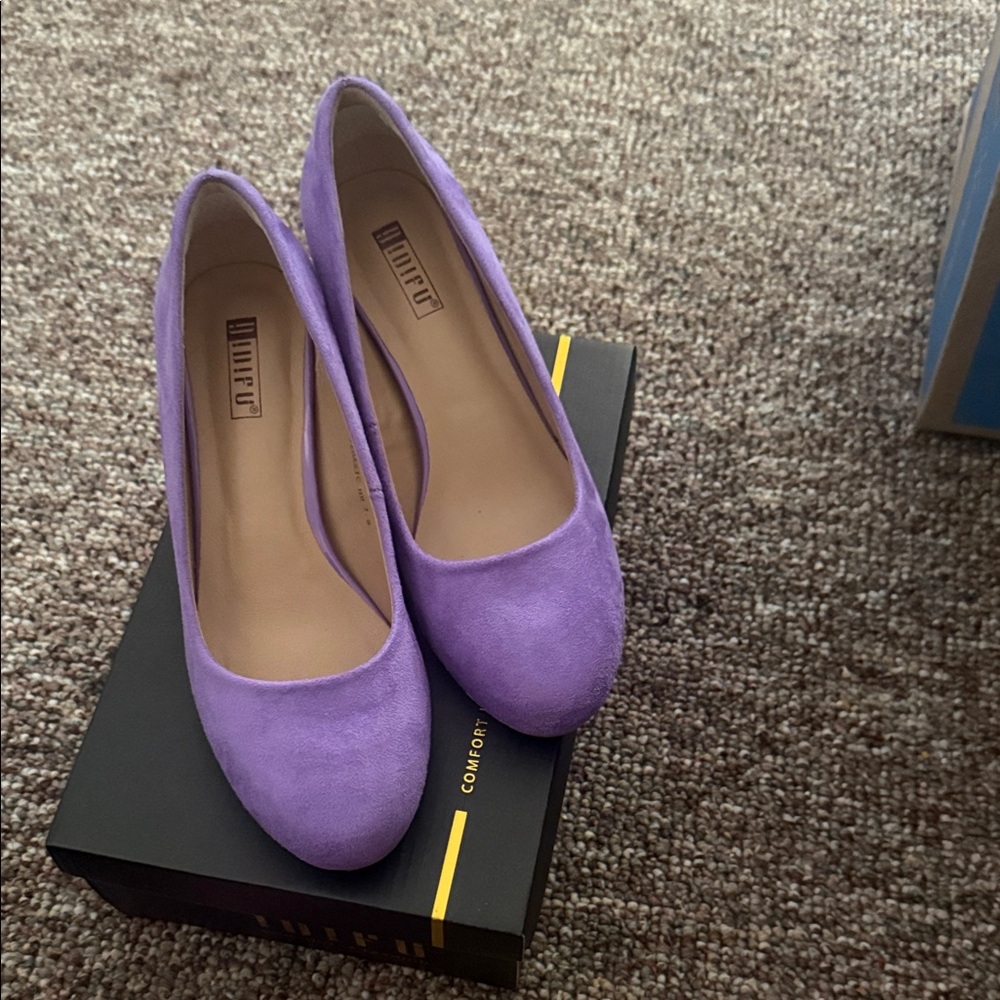 IDIFU Purple Suede Round-Toe Flats